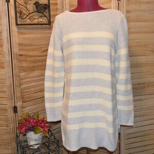J. Jill M Blue/Gray and Off-white Striped Tunic L/S Sweater